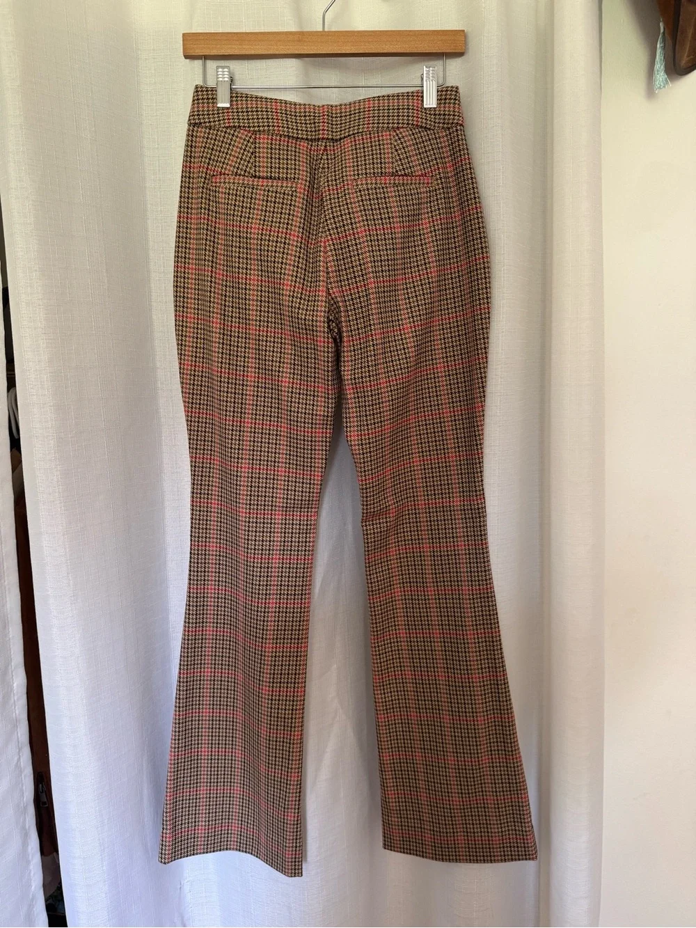 Banana Republic Brown Plaid Flare Pants with Red Windowpane